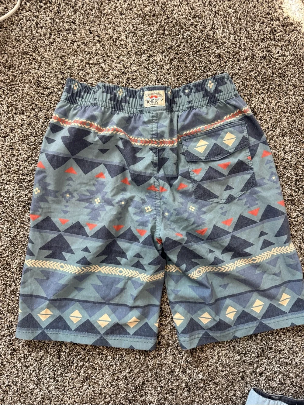 FAHERTY boys Size 10 swim trunks Geometric Print Elastic Waist Shorts with liner
